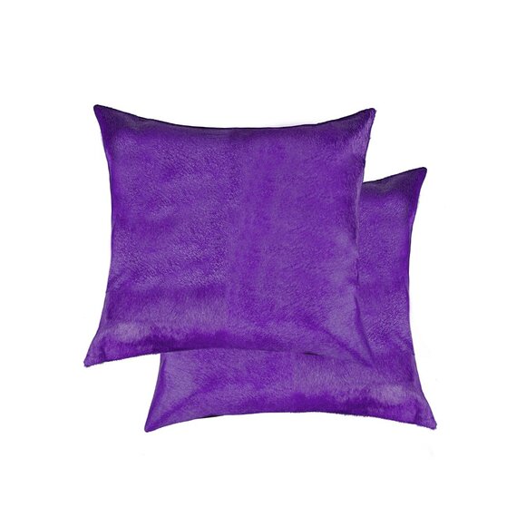Natural Home Decor Torino Cowhide Pillow | 2-Piece | Purple | 18"x18" - Picture 1 of 2